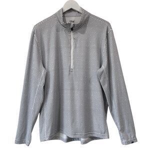 1764 Golf Pullover Mens Medium White Navy Iconic Quarter Zip Performance Top EUC